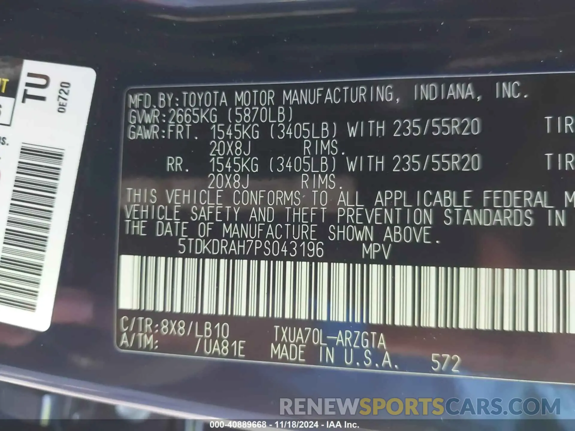 9 fotografías del automóvil dañado 5TDKDRAH7PS043196 TOYOTA HIGHLANDER 2023