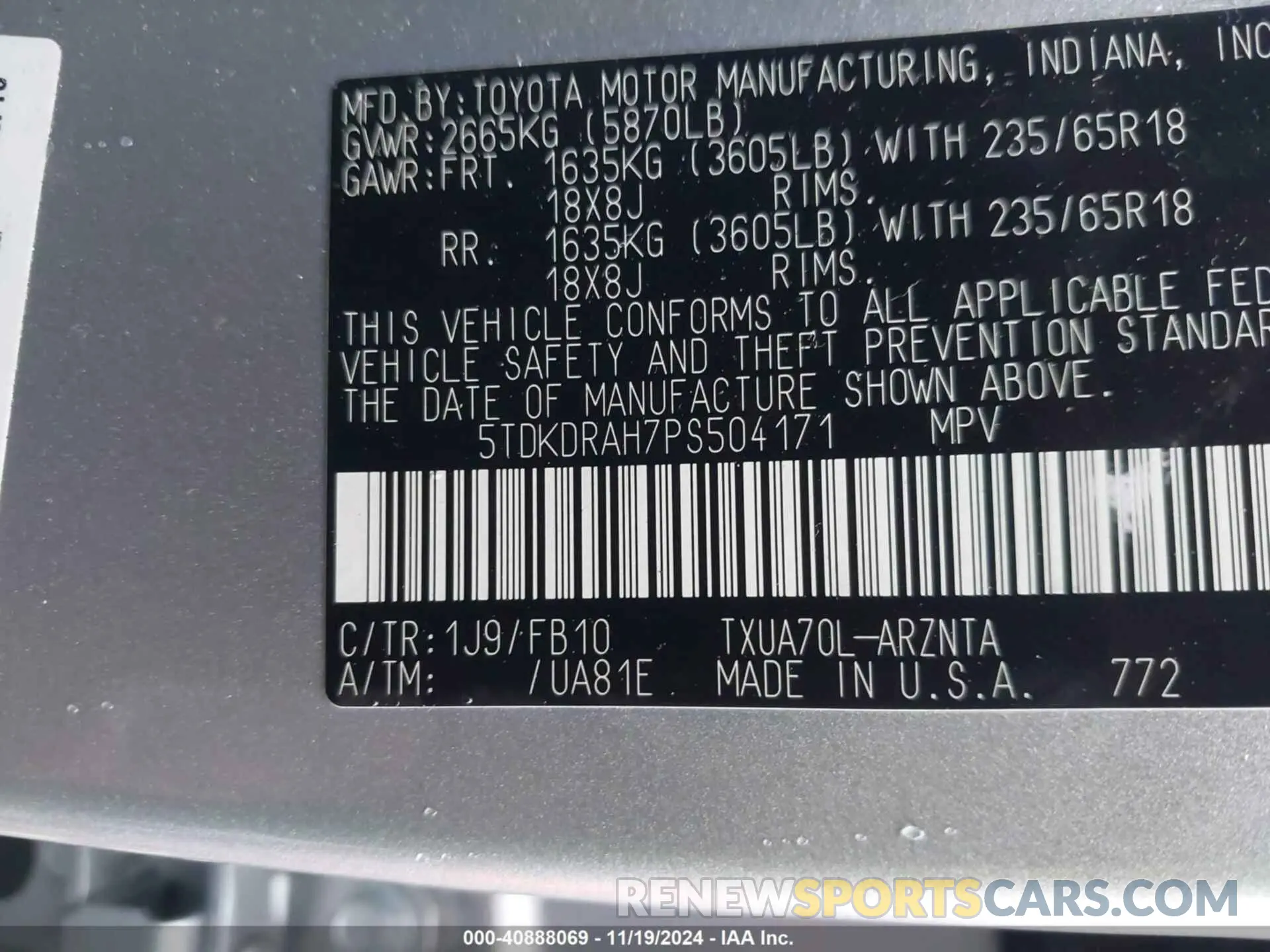 9 fotografías del automóvil dañado 5TDKDRAH7PS504171 TOYOTA HIGHLANDER 2023