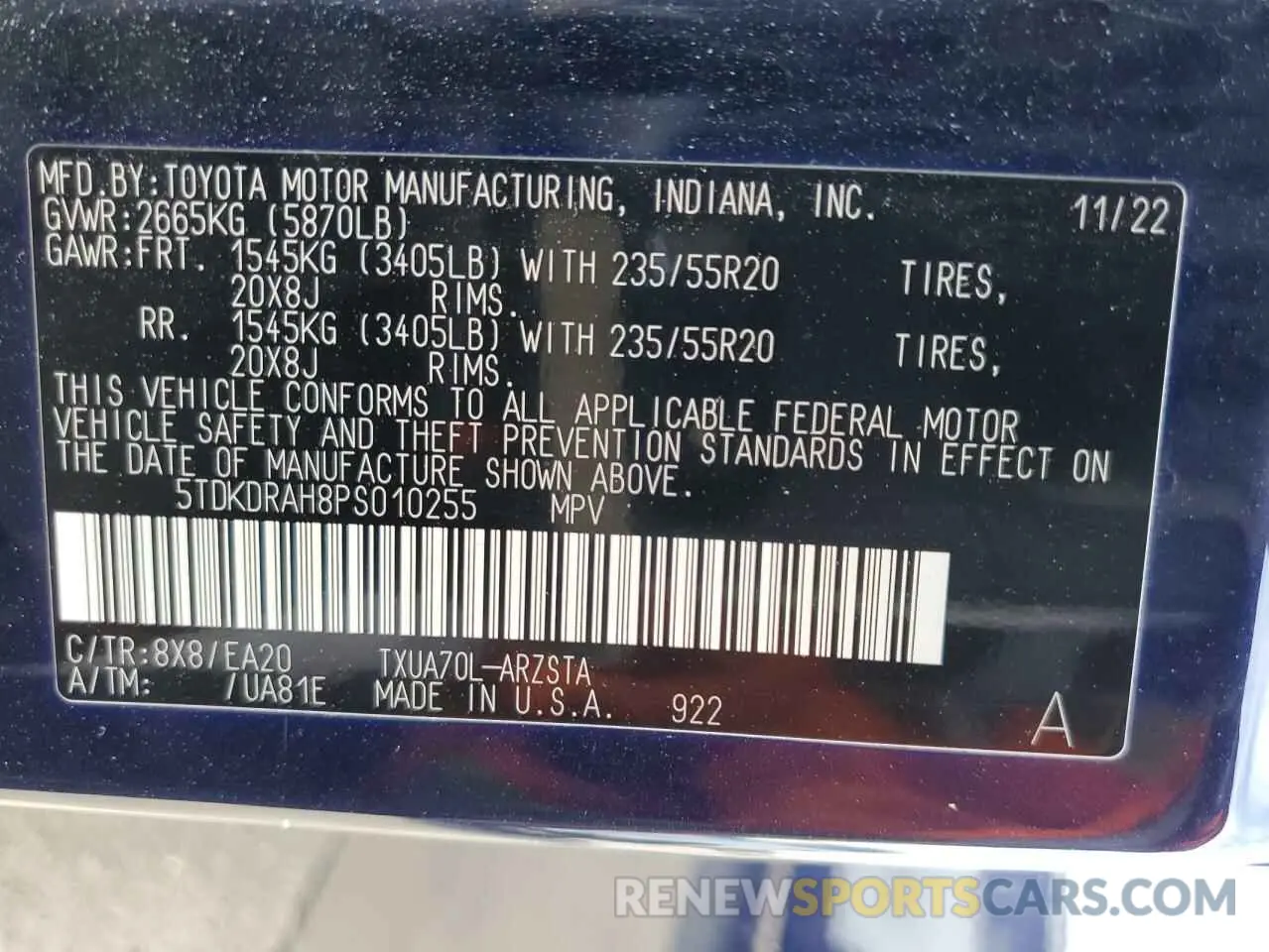 14 fotografías del automóvil dañado 5TDKDRAH8PS010255 TOYOTA HIGHLANDER 2023