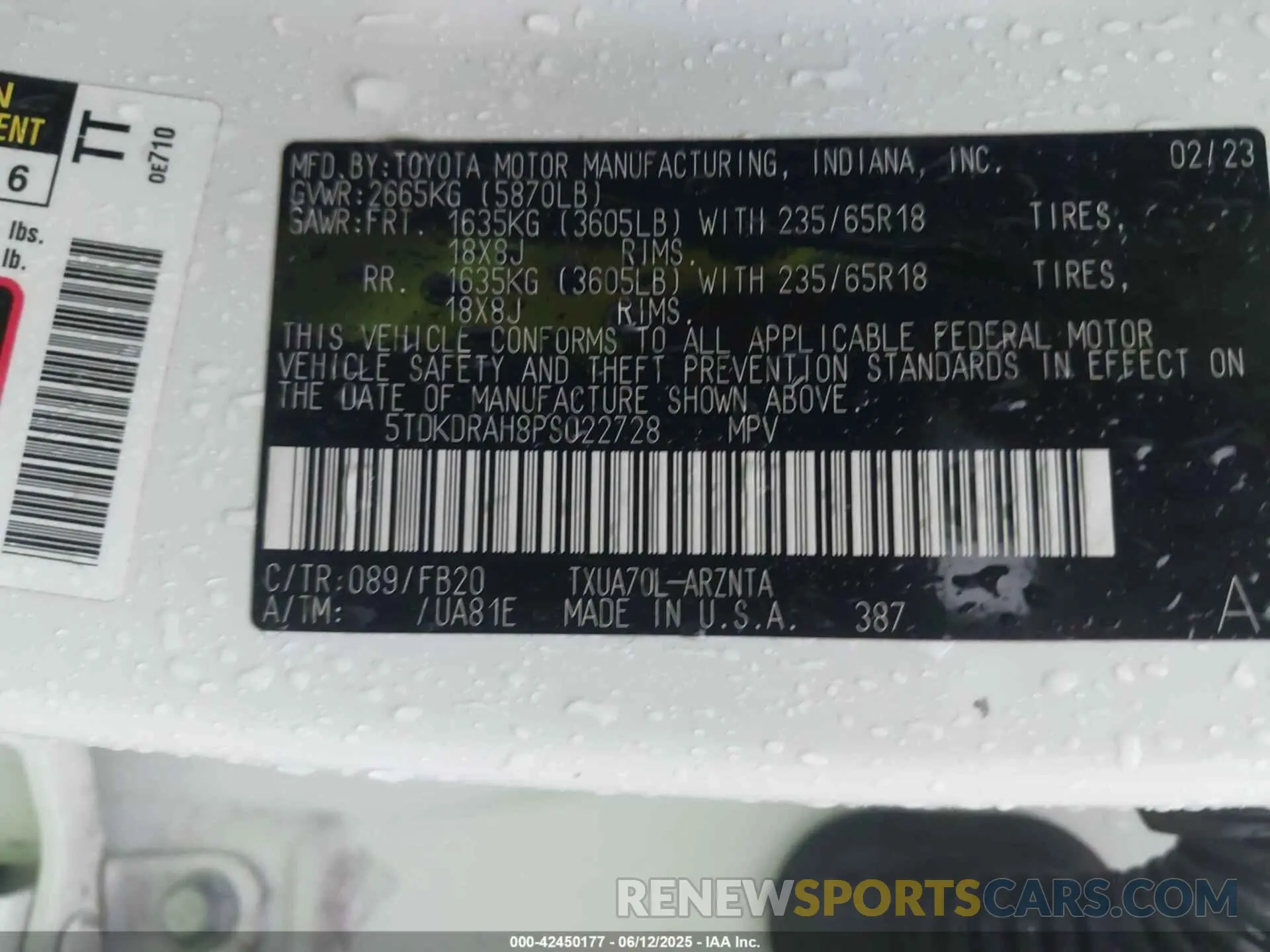 9 fotografías del automóvil dañado 5TDKDRAH8PS022728 TOYOTA HIGHLANDER 2023