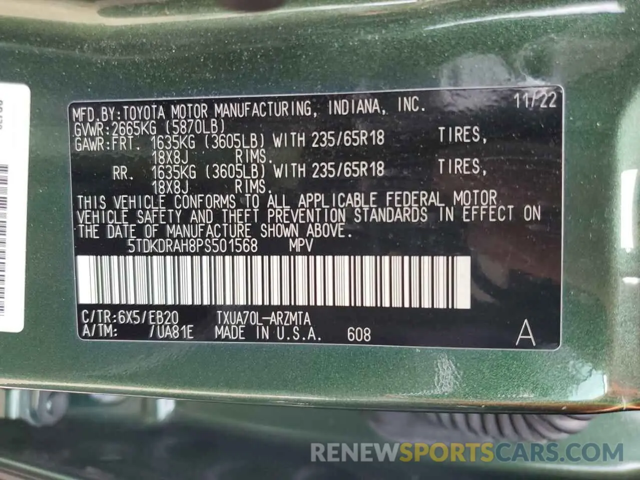 13 fotografías del automóvil dañado 5TDKDRAH8PS501568 TOYOTA HIGHLANDER 2023