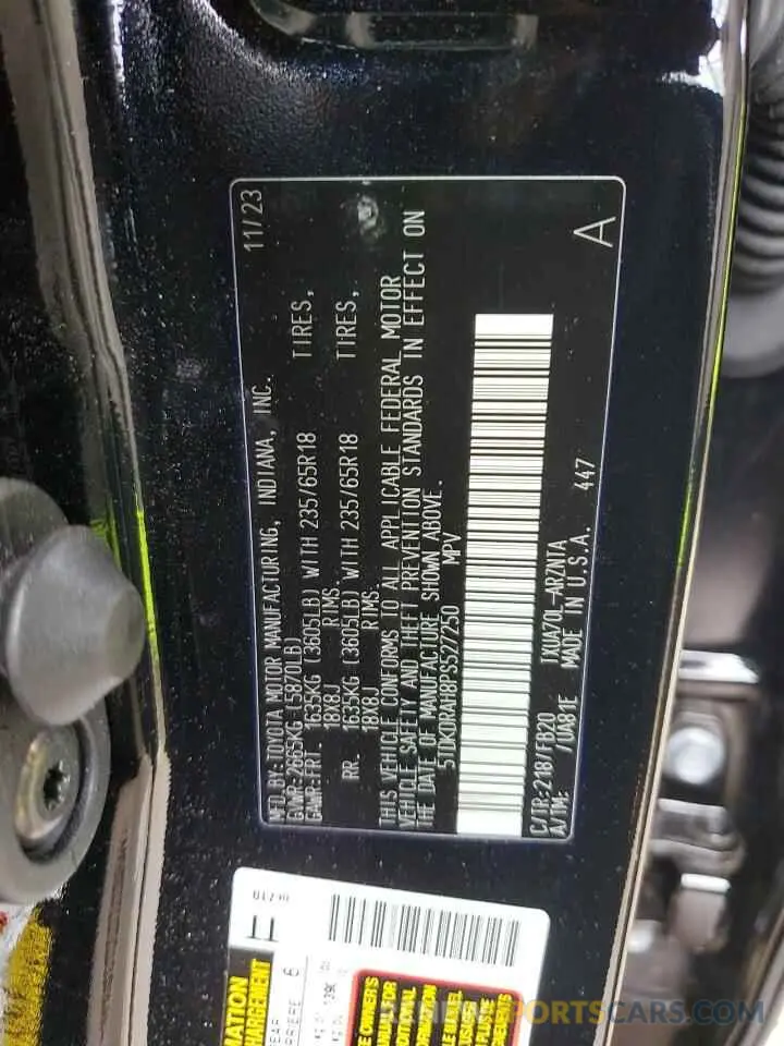12 fotografías del automóvil dañado 5TDKDRAH8PS527250 TOYOTA HIGHLANDER 2023