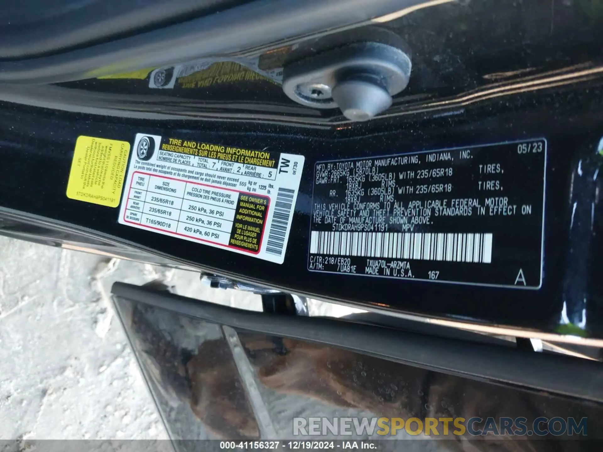 9 fotografías del automóvil dañado 5TDKDRAH9PS041191 TOYOTA HIGHLANDER 2023