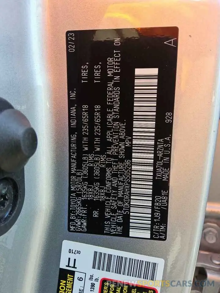 13 fotografías del automóvil dañado 5TDKDRAHXPS505296 TOYOTA HIGHLANDER 2023