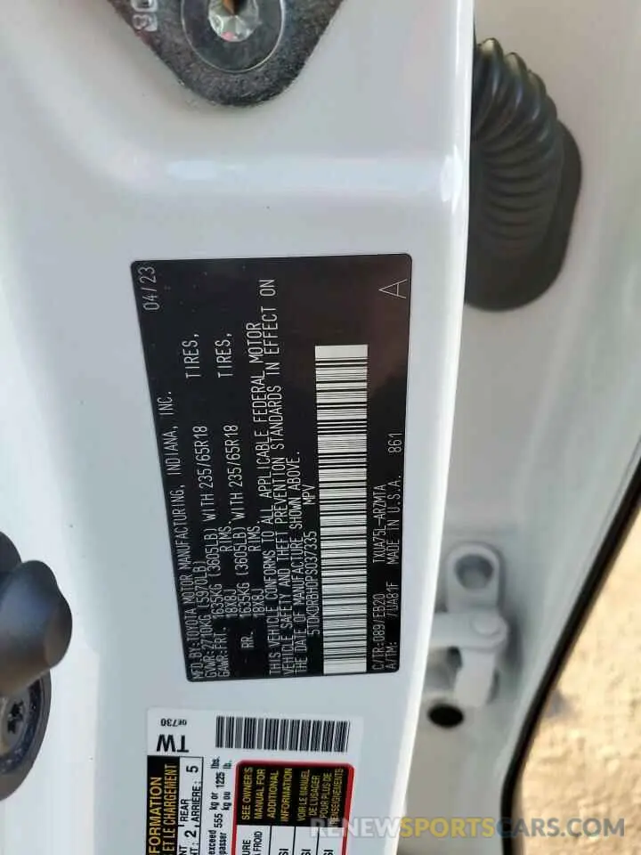 14 fotografías del automóvil dañado 5TDKDRBH0PS037335 TOYOTA HIGHLANDER 2023