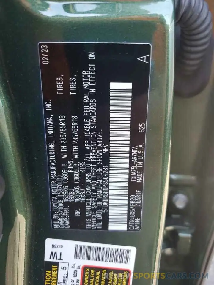 13 fotografías del automóvil dañado 5TDKDRBH0PS504284 TOYOTA HIGHLANDER 2023