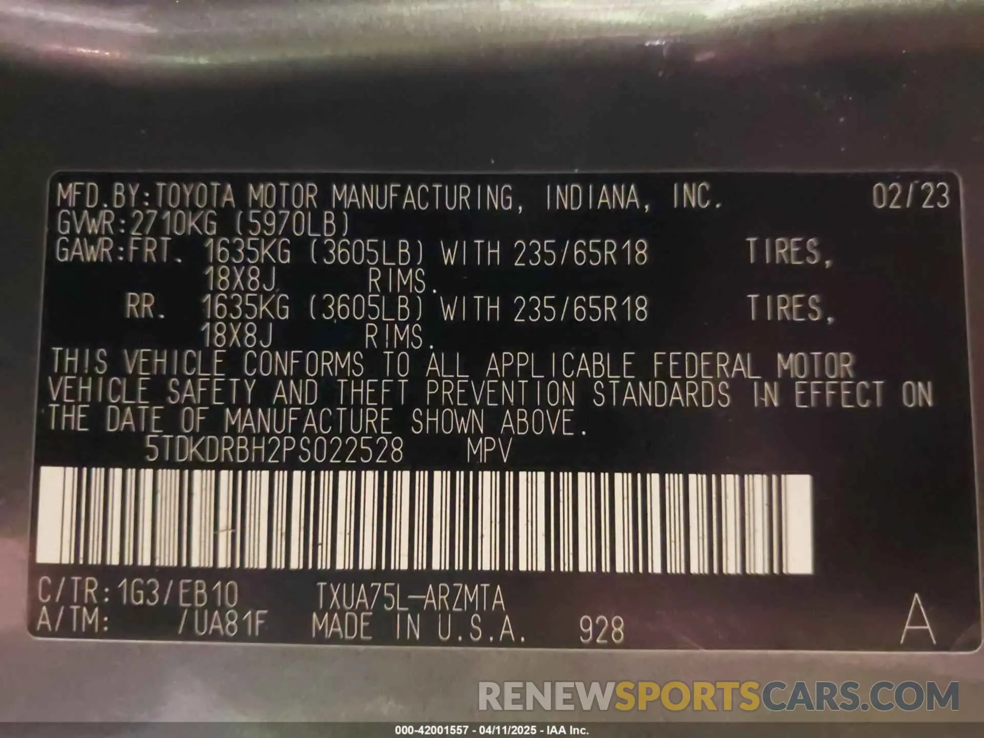 9 fotografías del automóvil dañado 5TDKDRBH2PS022528 TOYOTA HIGHLANDER 2023