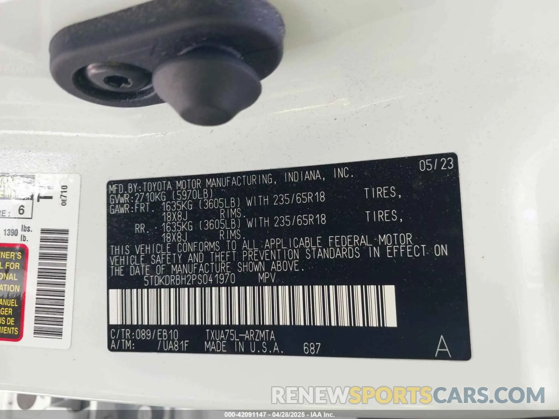 9 fotografías del automóvil dañado 5TDKDRBH2PS041970 TOYOTA HIGHLANDER 2023