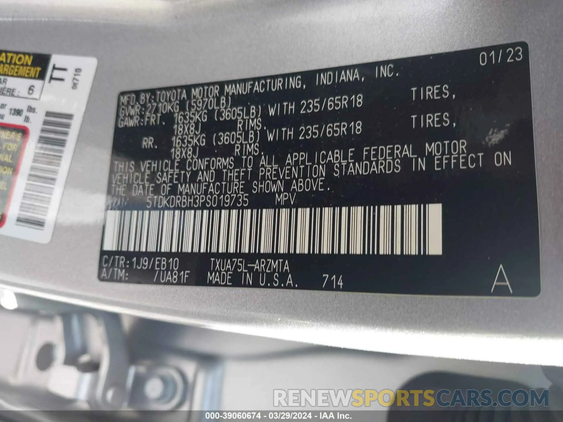 9 fotografías del automóvil dañado 5TDKDRBH3PS019735 TOYOTA HIGHLANDER 2023