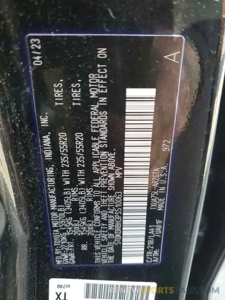 14 fotografías del automóvil dañado 5TDKDRBH3PS510063 TOYOTA HIGHLANDER 2023