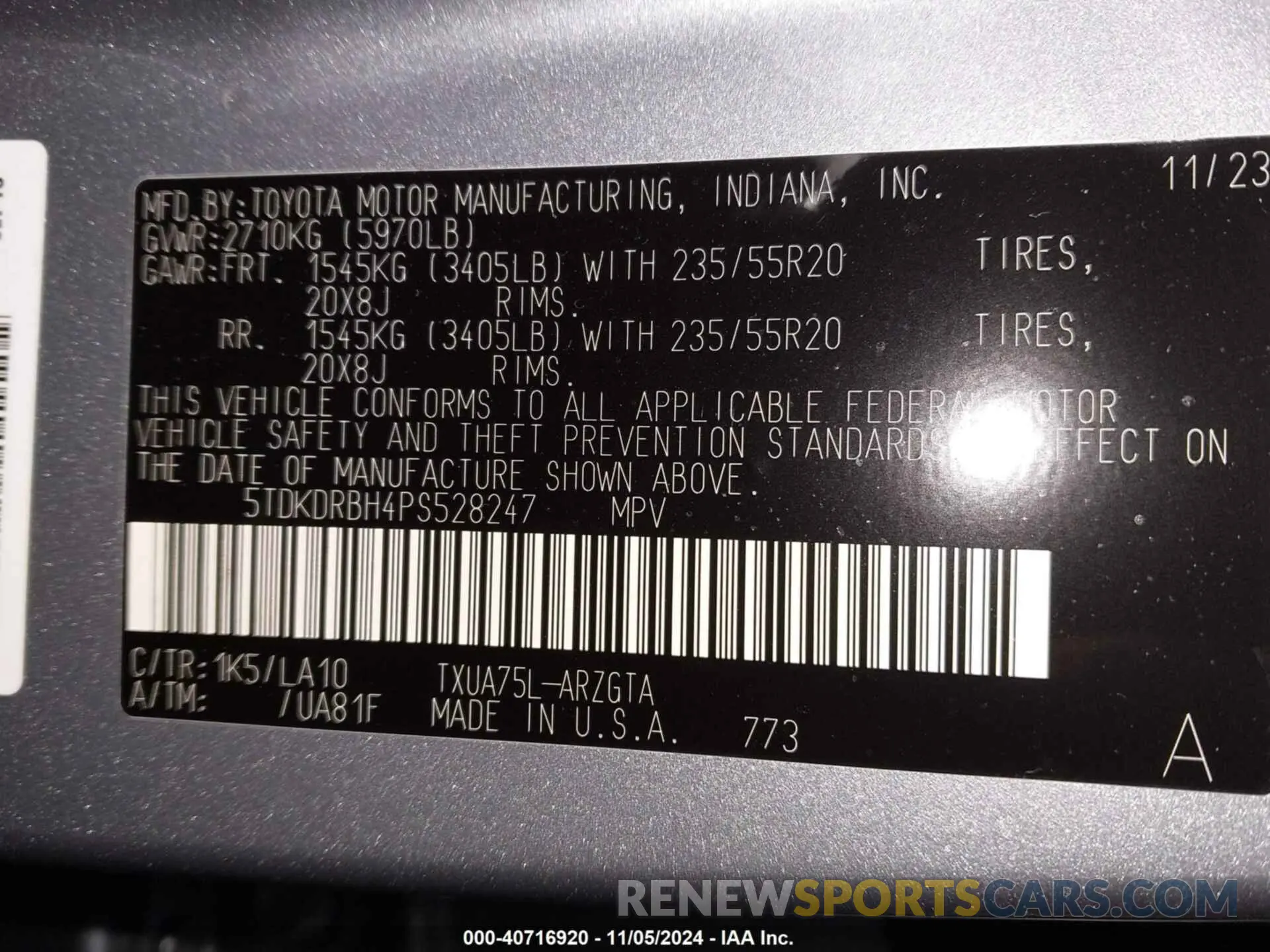 9 fotografías del automóvil dañado 5TDKDRBH4PS528247 TOYOTA HIGHLANDER 2023