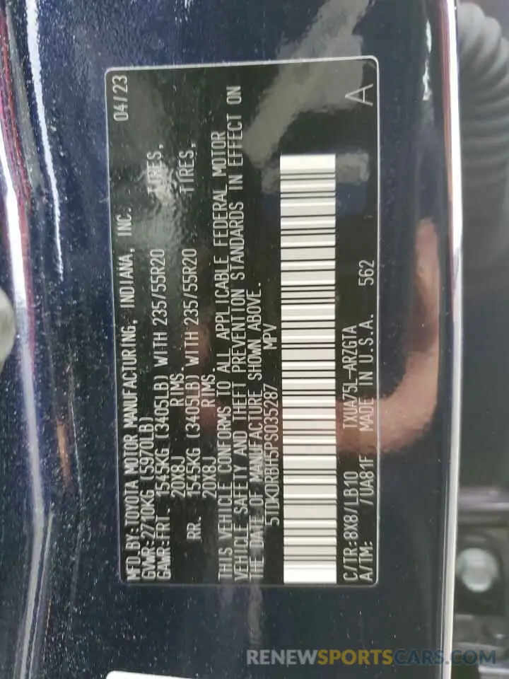 14 fotografías del automóvil dañado 5TDKDRBH5PS035287 TOYOTA HIGHLANDER 2023