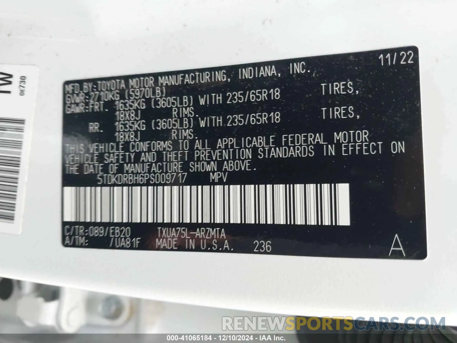 9 fotografías del automóvil dañado 5TDKDRBH6PS009717 TOYOTA HIGHLANDER 2023