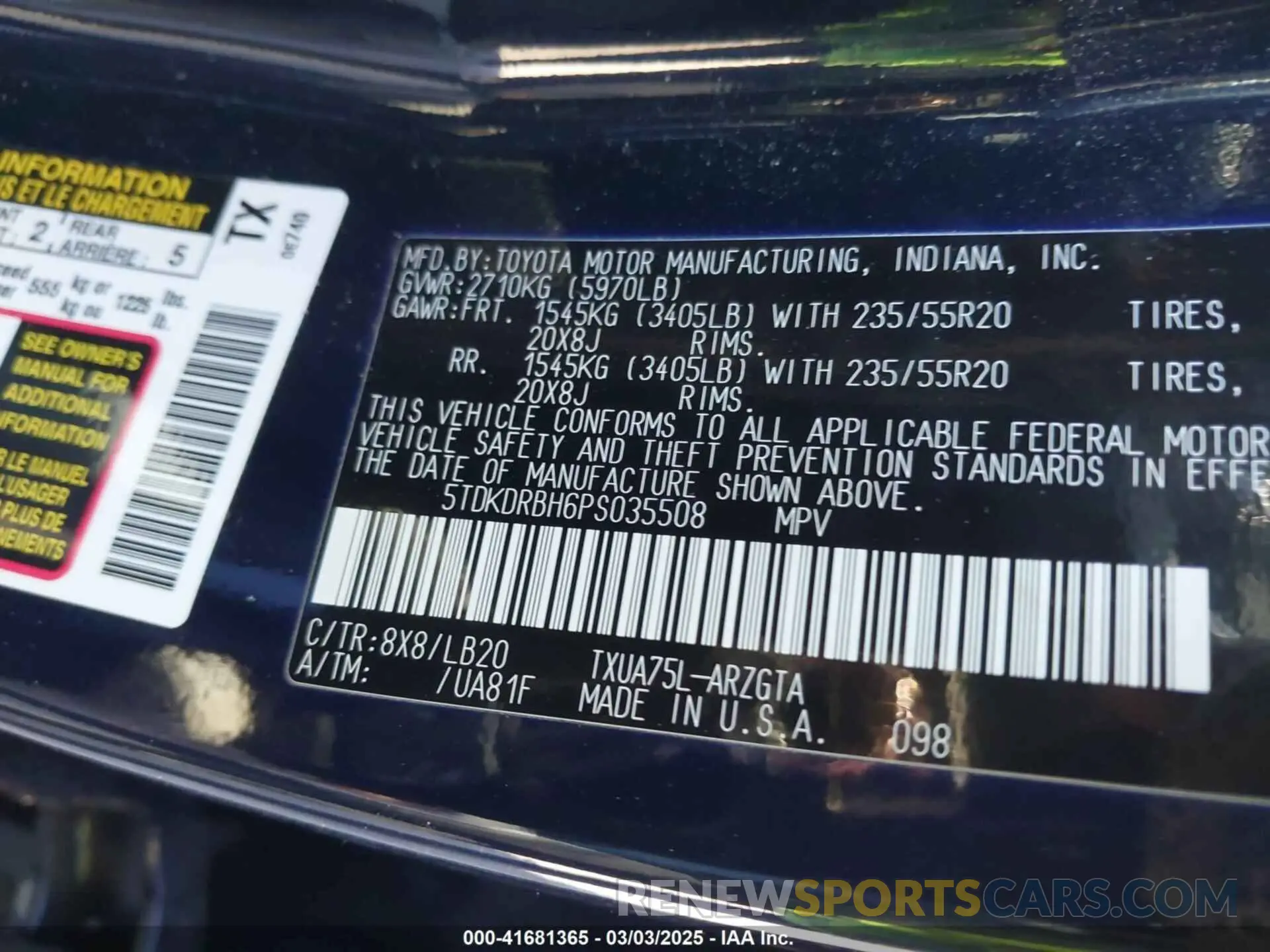 9 fotografías del automóvil dañado 5TDKDRBH6PS035508 TOYOTA HIGHLANDER 2023