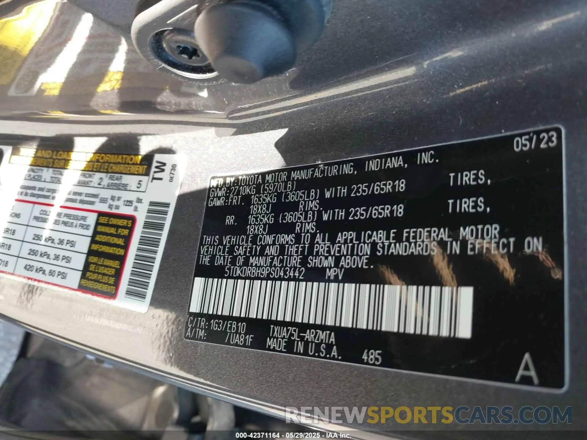 9 fotografías del automóvil dañado 5TDKDRBH9PS043442 TOYOTA HIGHLANDER 2023