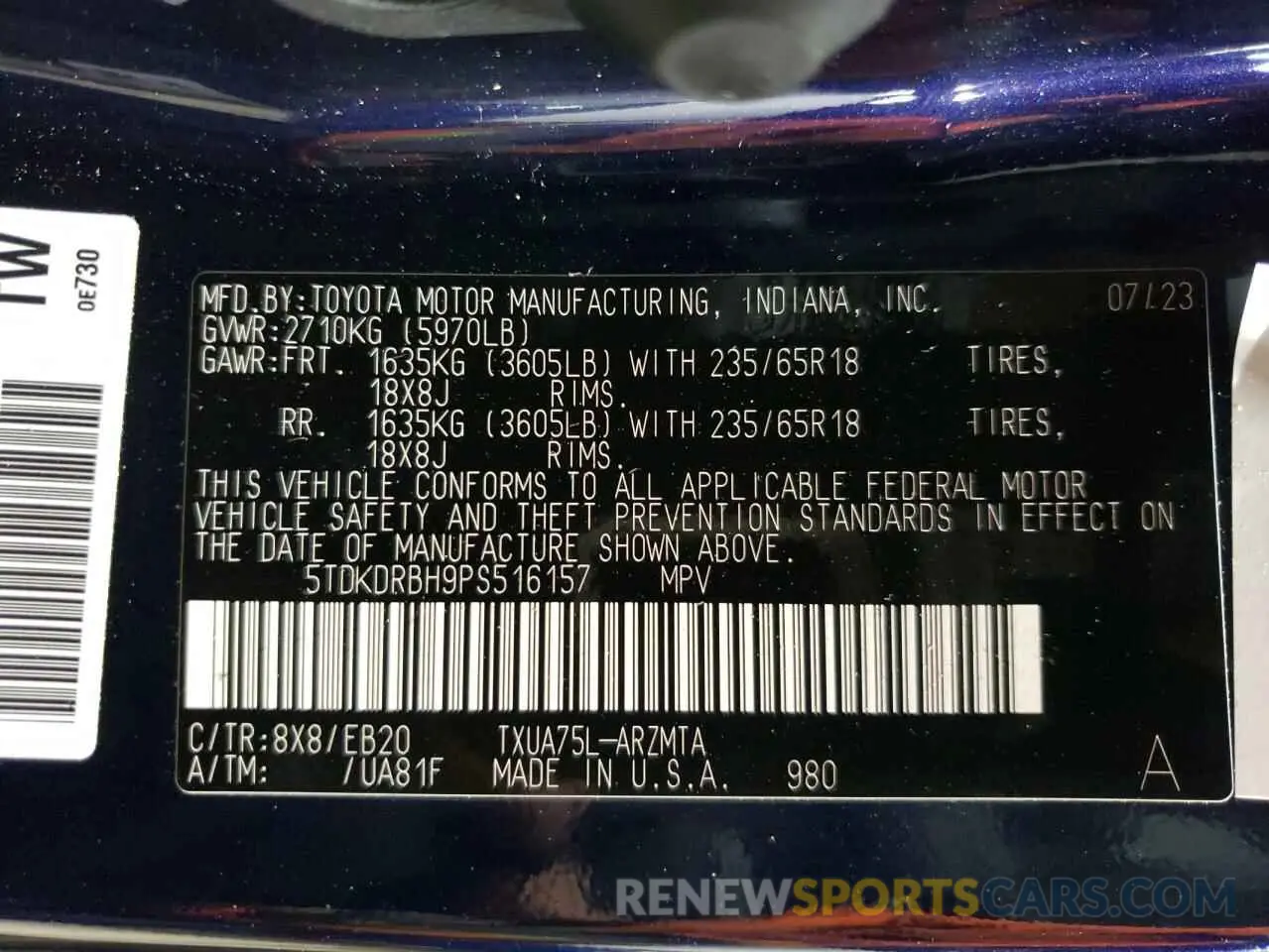 14 fotografías del automóvil dañado 5TDKDRBH9PS516157 TOYOTA HIGHLANDER 2023
