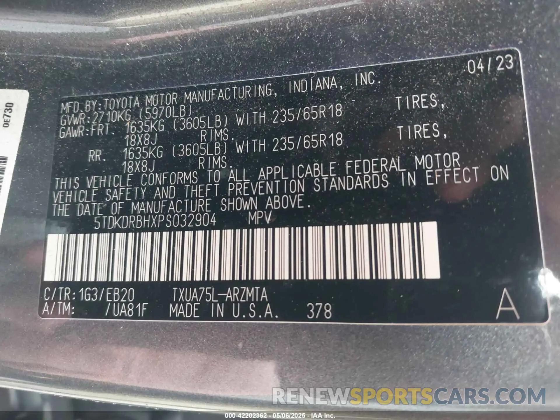 9 fotografías del automóvil dañado 5TDKDRBHXPS032904 TOYOTA HIGHLANDER 2023