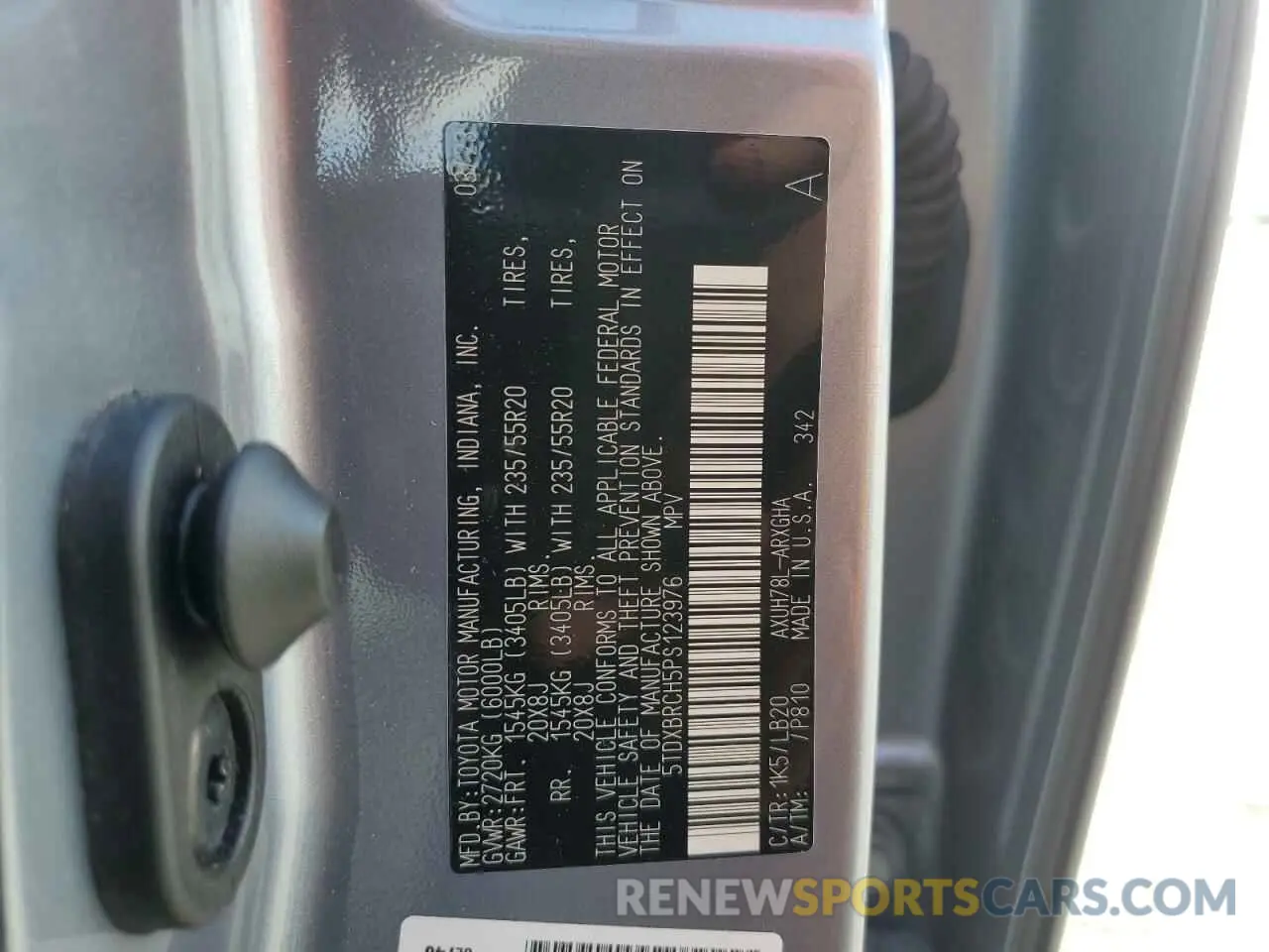14 fotografías del automóvil dañado 5TDXBRCH5PS123976 TOYOTA HIGHLANDER 2023