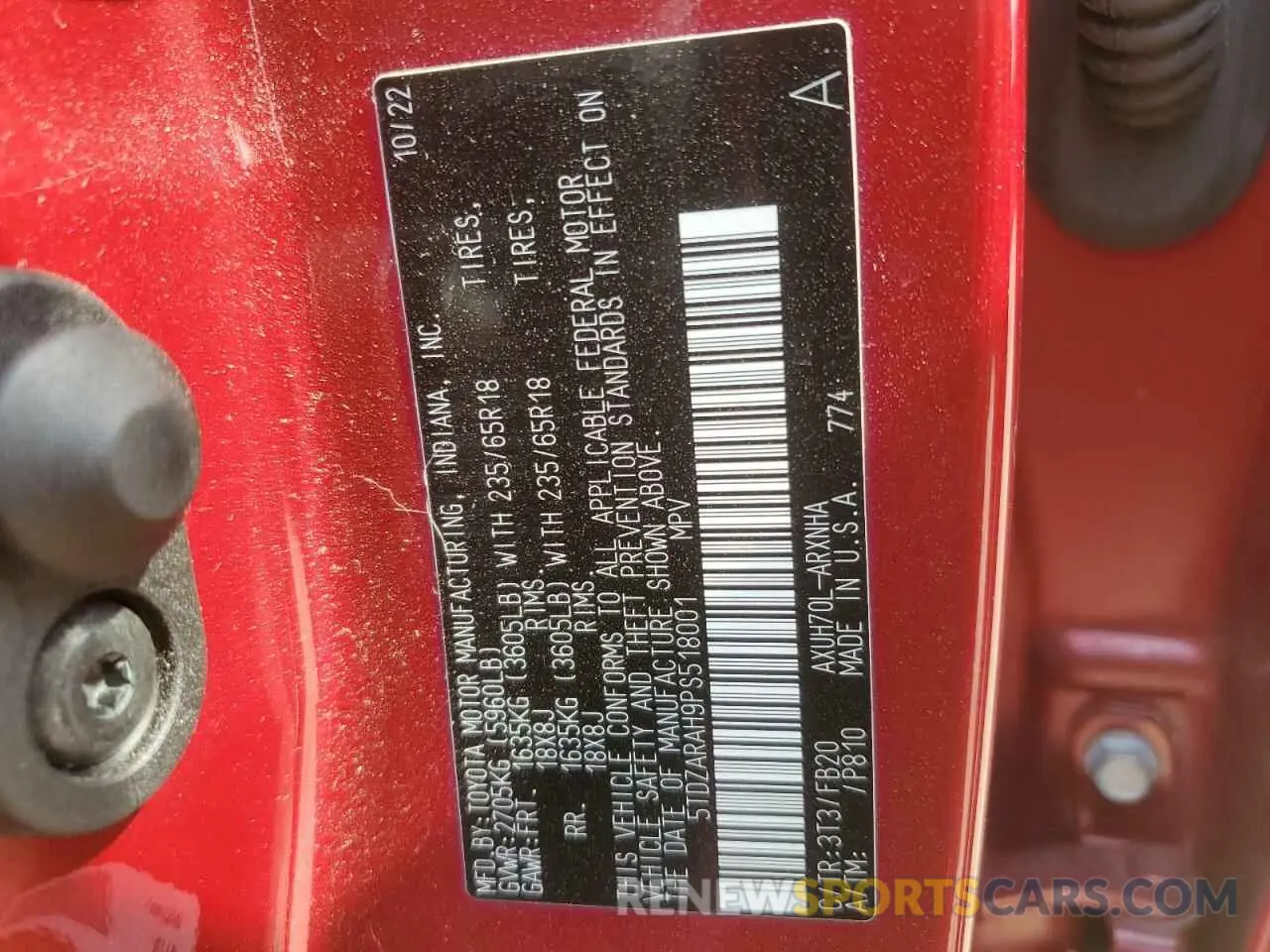 13 fotografías del automóvil dañado 5TDZARAH9PS518001 TOYOTA HIGHLANDER 2023