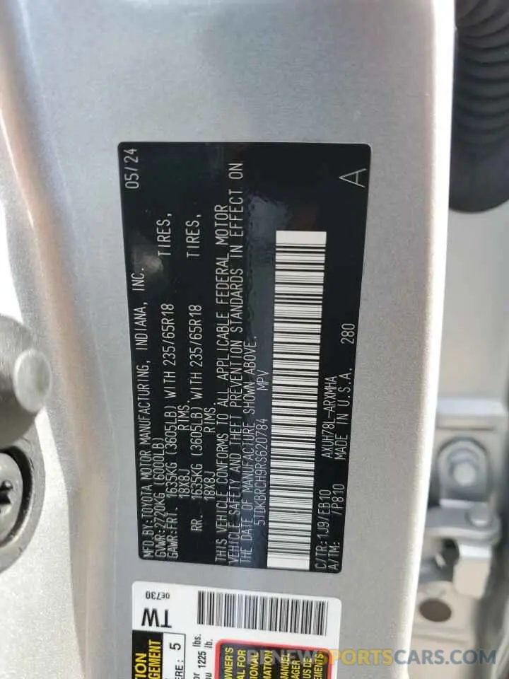 14 fotografías del automóvil dañado 5TDKBRCH9RS620784 TOYOTA HIGHLANDER 2024