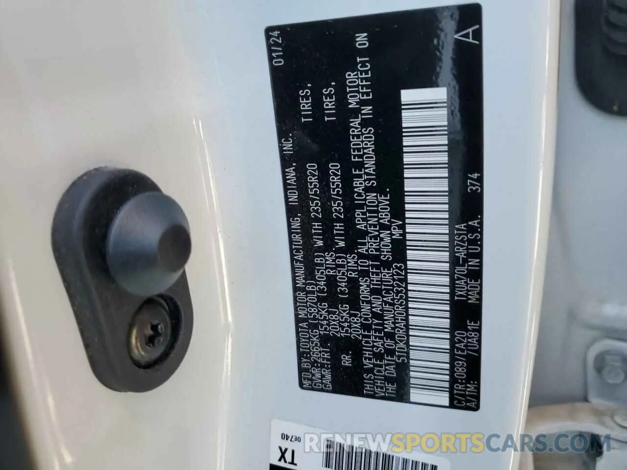 13 fotografías del automóvil dañado 5TDKDRAH0RS532123 TOYOTA HIGHLANDER 2024