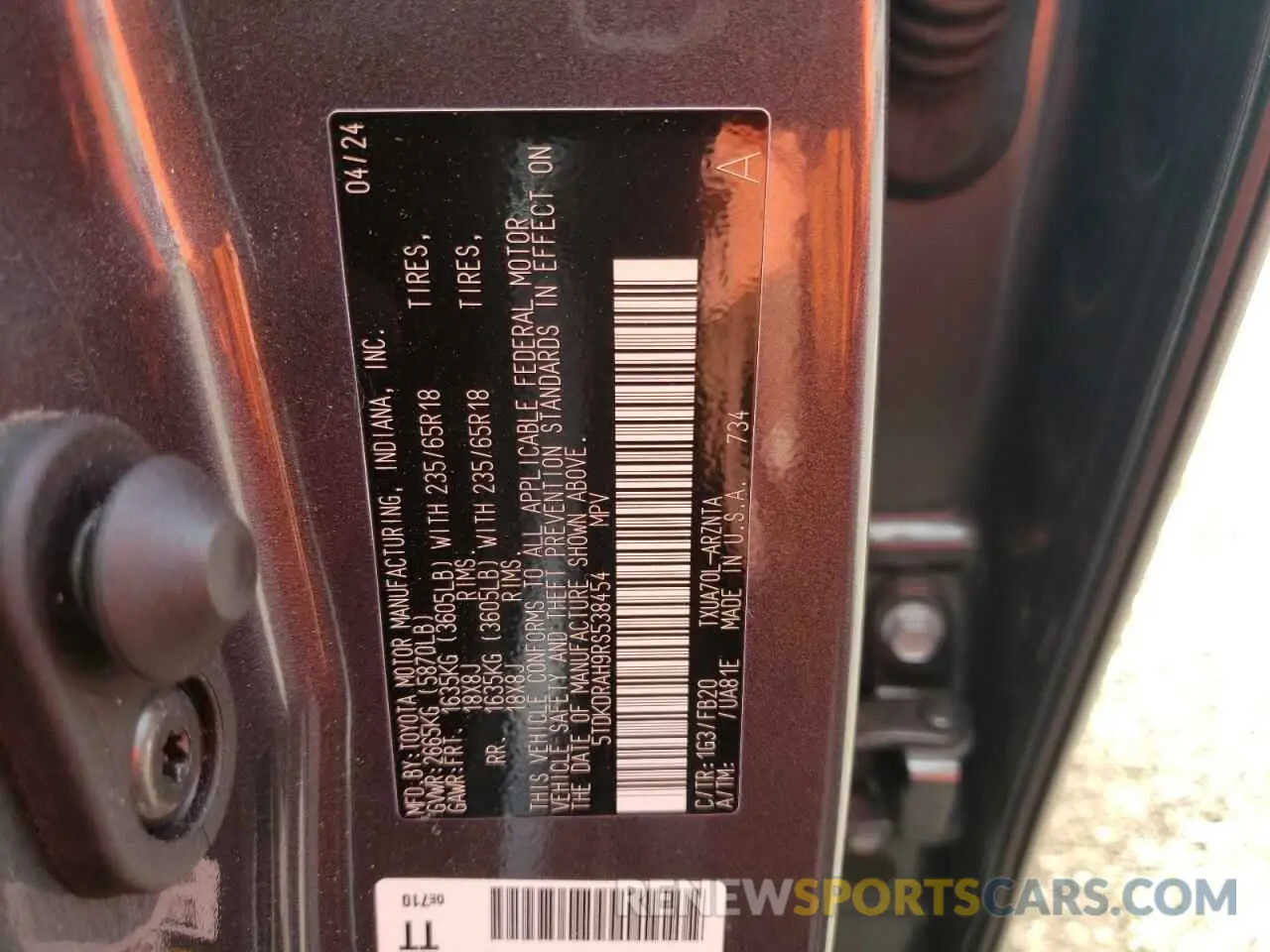13 fotografías del automóvil dañado 5TDKDRAH9RS538454 TOYOTA HIGHLANDER 2024