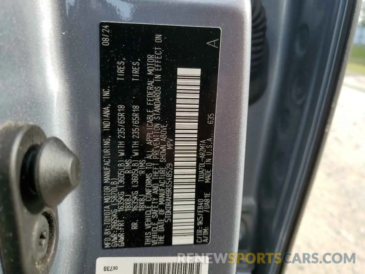 13 fotografías del automóvil dañado 5TDKDRAH9RS548529 TOYOTA HIGHLANDER 2024