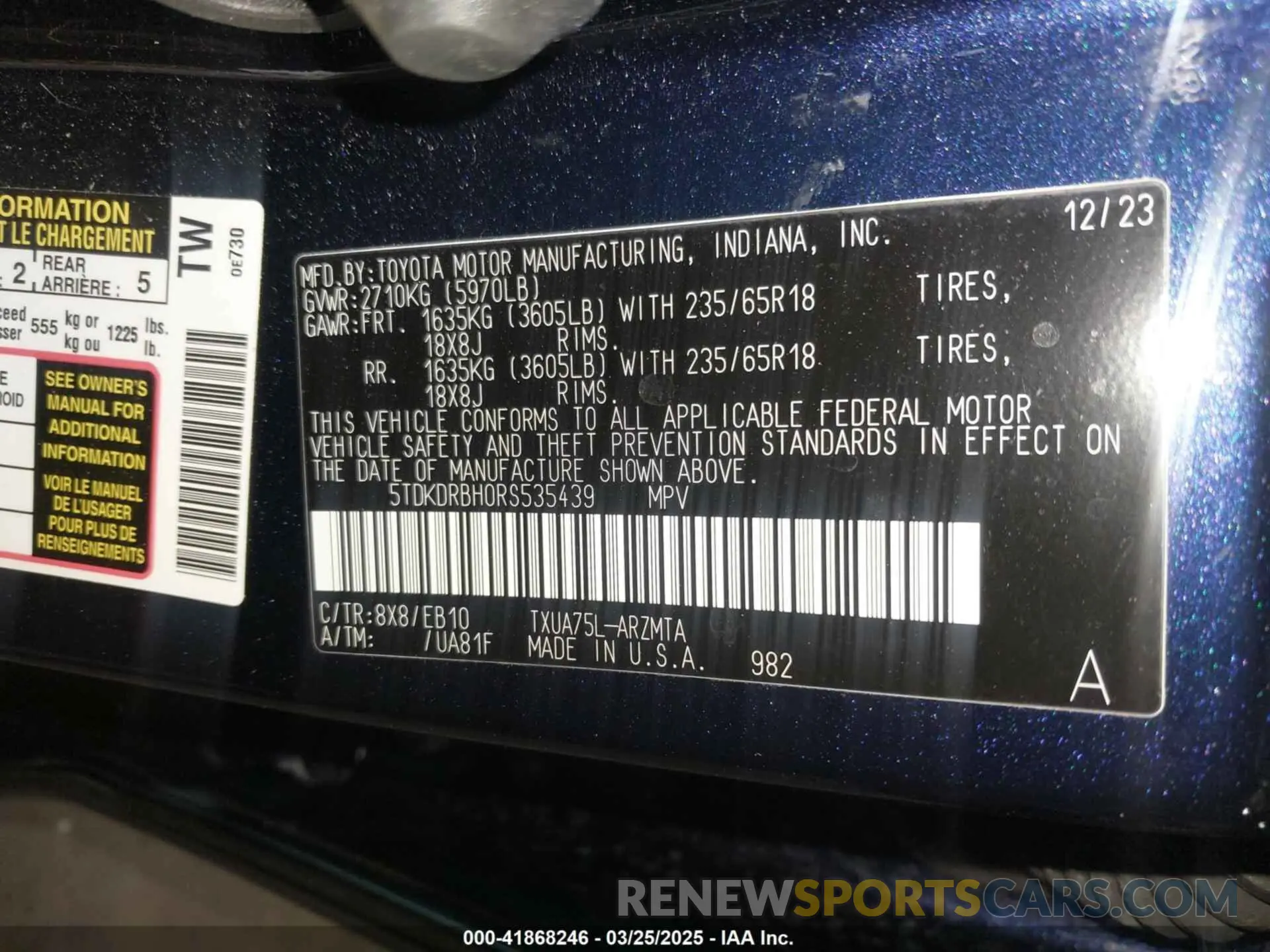 9 fotografías del automóvil dañado 5TDKDRBH0RS535439 TOYOTA HIGHLANDER 2024