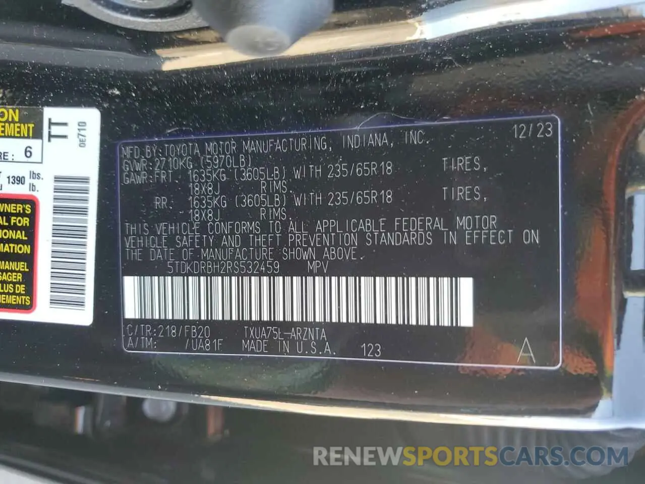 13 fotografías del automóvil dañado 5TDKDRBH2RS532459 TOYOTA HIGHLANDER 2024