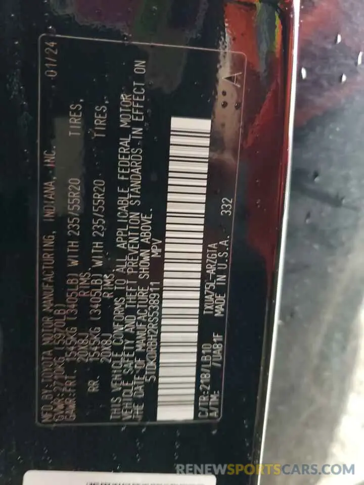 14 fotografías del automóvil dañado 5TDKDRBH2RS538911 TOYOTA HIGHLANDER 2024