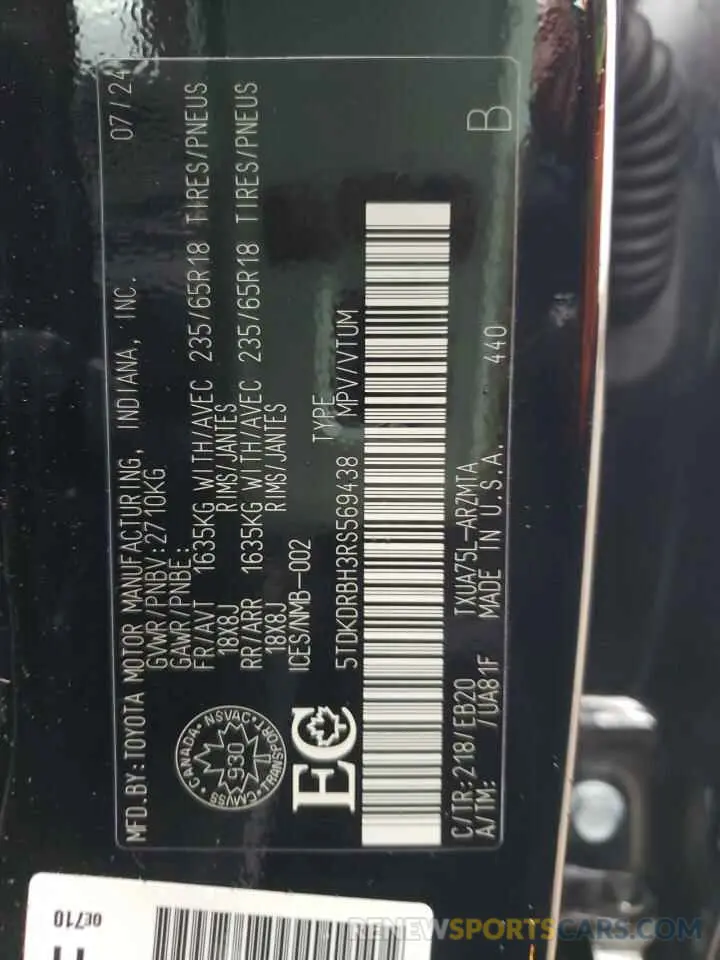 14 fotografías del automóvil dañado 5TDKDRBH3RS569438 TOYOTA HIGHLANDER 2024