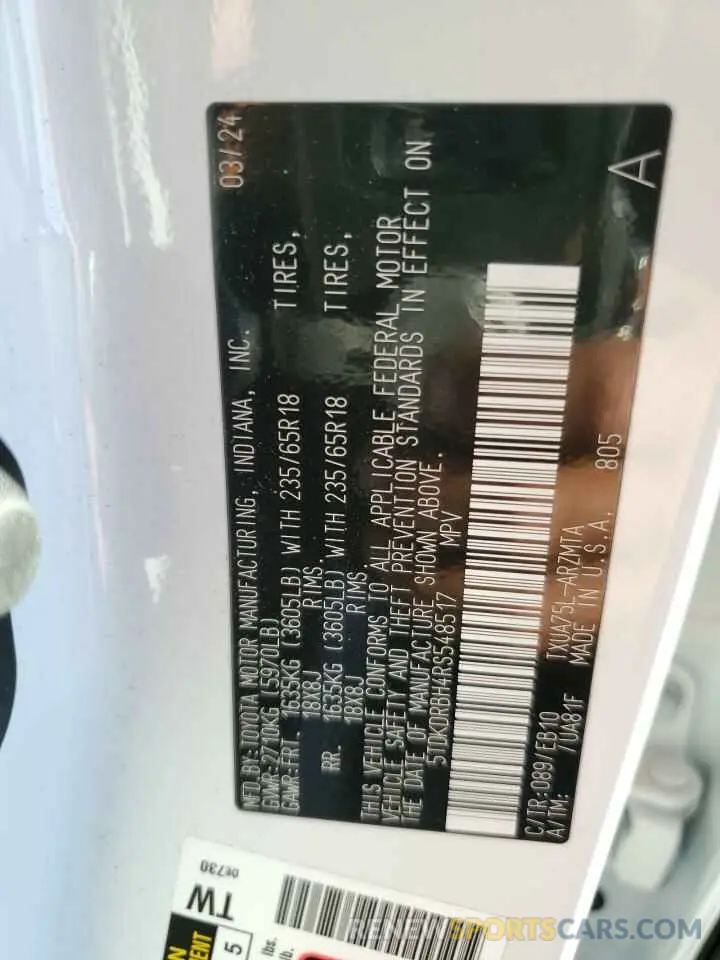 14 fotografías del automóvil dañado 5TDKDRBH4RS548517 TOYOTA HIGHLANDER 2024