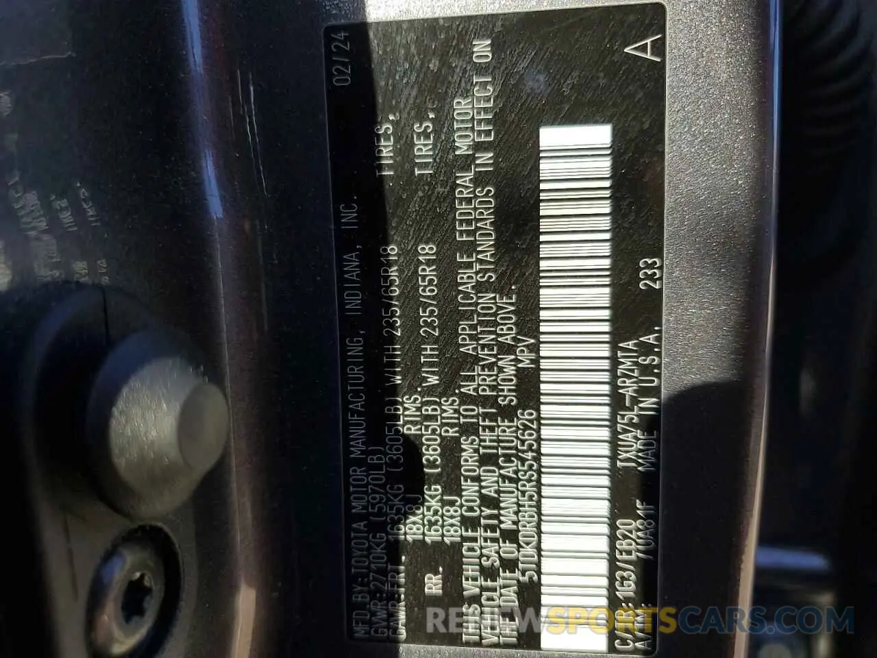 13 fotografías del automóvil dañado 5TDKDRBH5RS545626 TOYOTA HIGHLANDER 2024