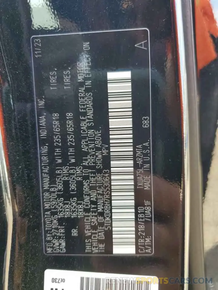 13 fotografías del automóvil dañado 5TDKDRBH7RS530643 TOYOTA HIGHLANDER 2024