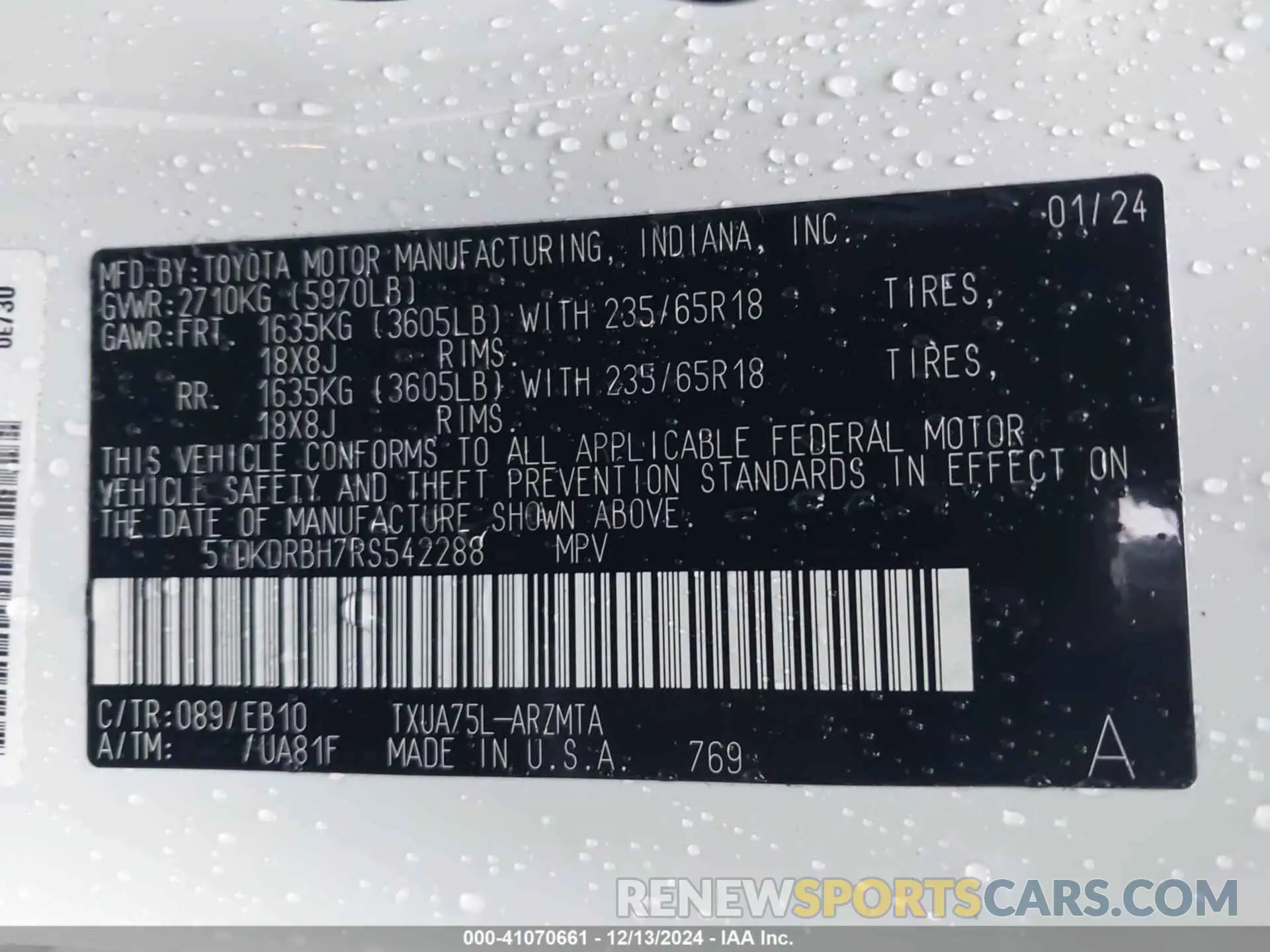 9 fotografías del automóvil dañado 5TDKDRBH7RS542288 TOYOTA HIGHLANDER 2024