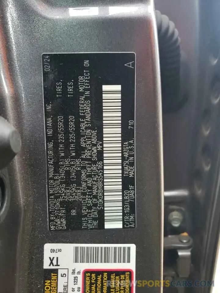 13 fotografías del automóvil dañado 5TDKDRBH8RS545166 TOYOTA HIGHLANDER 2024