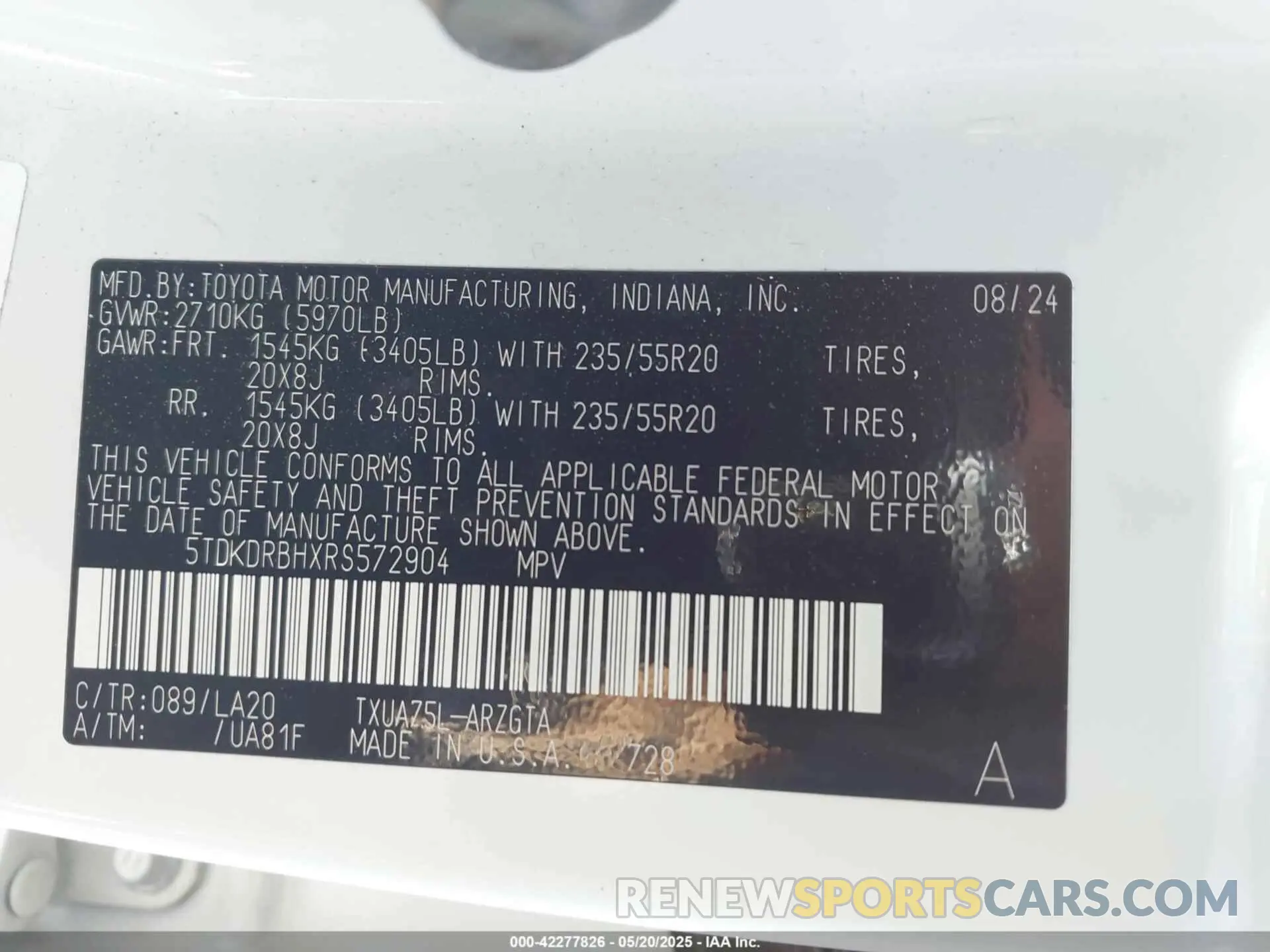 9 fotografías del automóvil dañado 5TDKDRBHXRS572904 TOYOTA HIGHLANDER 2024