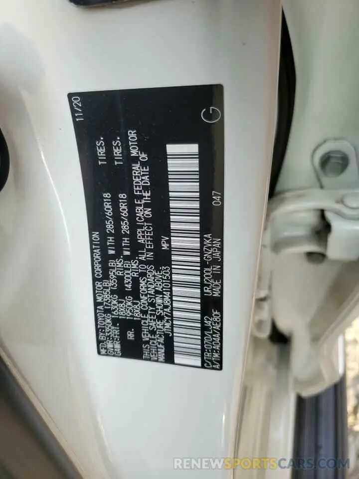 13 fotografías del automóvil dañado JTMCY7AJ8M4101503 TOYOTA LAND CRUIS 2021