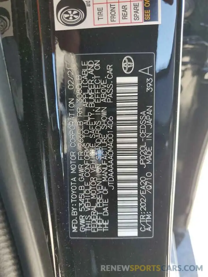 12 fotografías del automóvil dañado JTDAAAAA0MA001406 TOYOTA MIRAI 2021