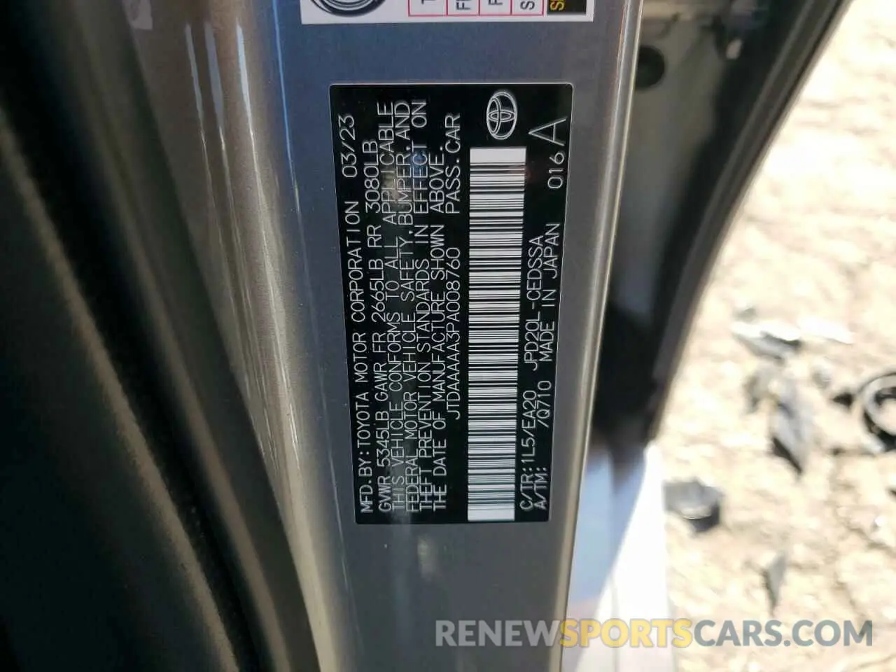 12 fotografías del automóvil dañado JTDAAAAA3PA008760 TOYOTA MIRAI 2023