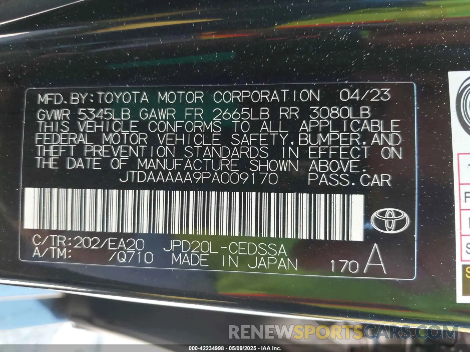 9 fotografías del automóvil dañado JTDAAAAA9PA009170 TOYOTA MIRAI 2023