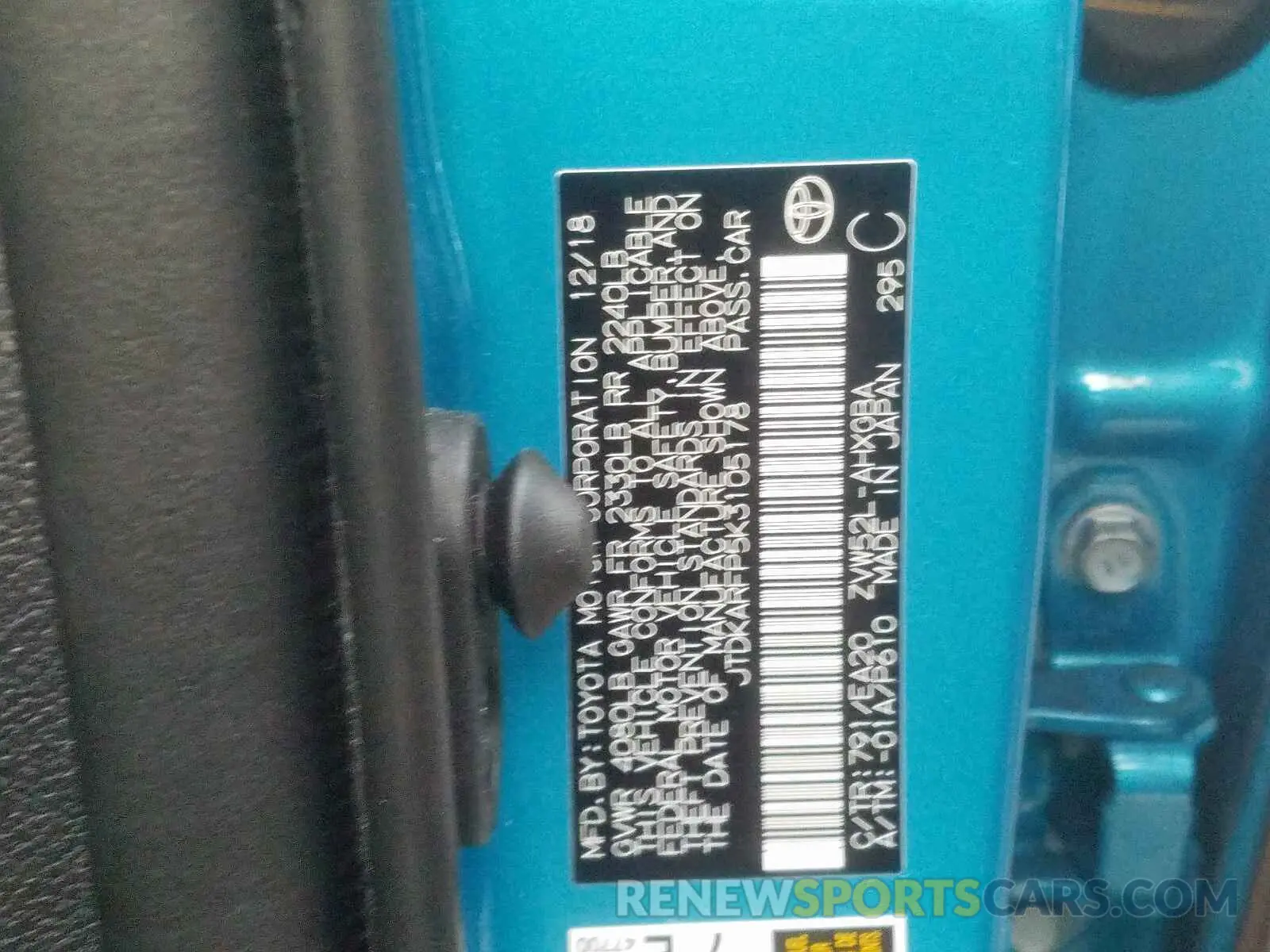 10 fotografías del automóvil dañado JTDKARFP5K3105178 TOYOTA PRIUS 2019
