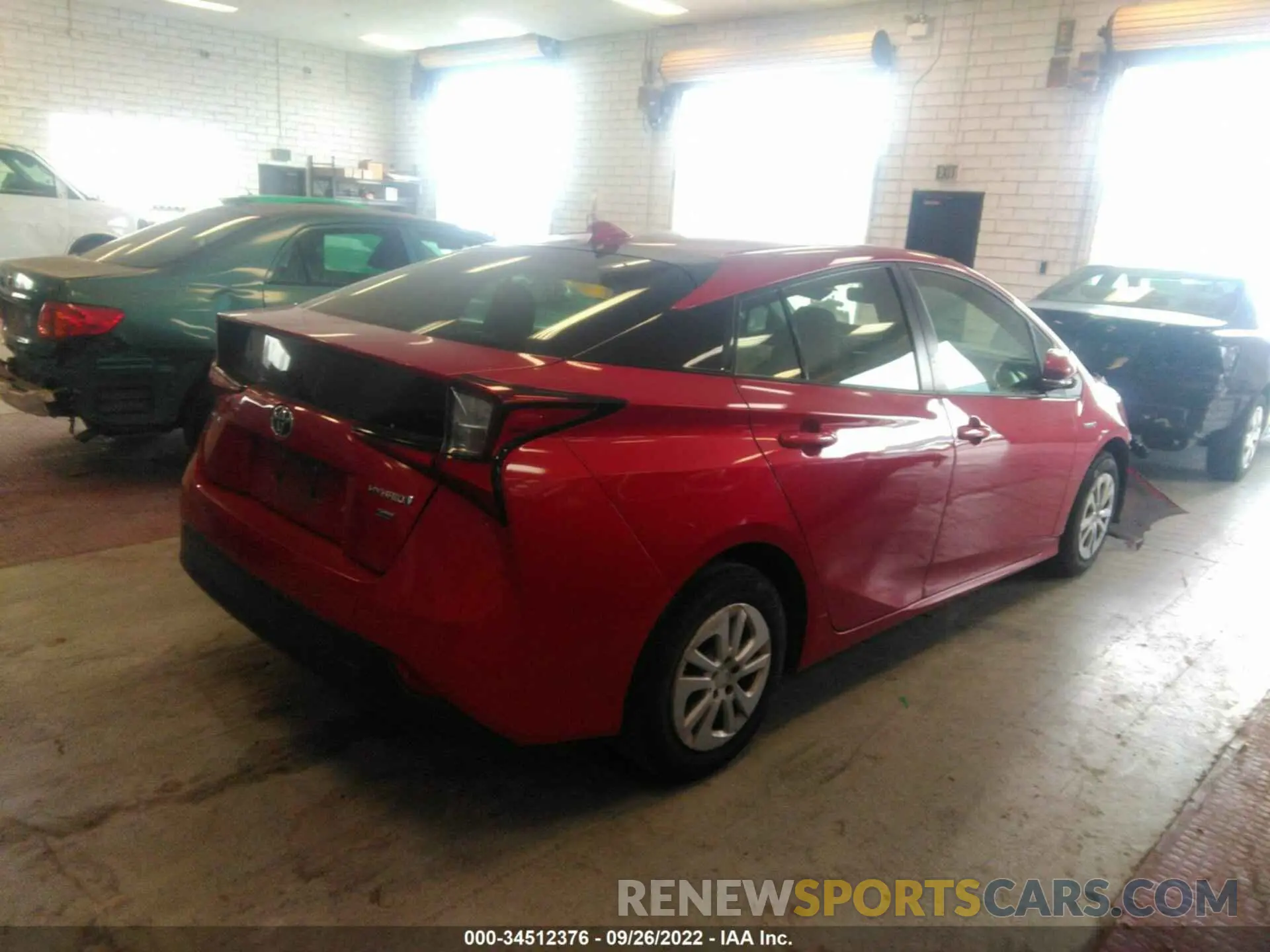 4 fotografías del automóvil dañado JTDKARFU0K3087551 TOYOTA PRIUS 2019
