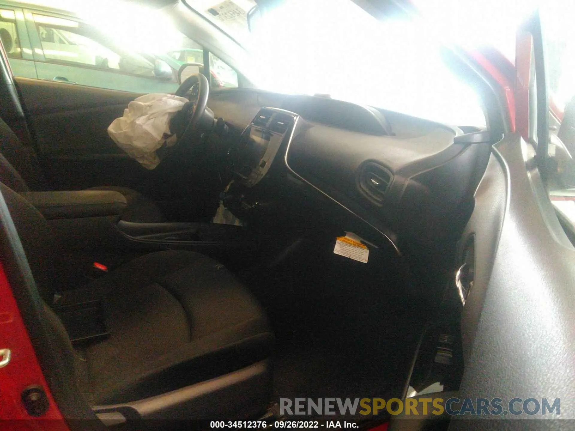 5 fotografías del automóvil dañado JTDKARFU0K3087551 TOYOTA PRIUS 2019