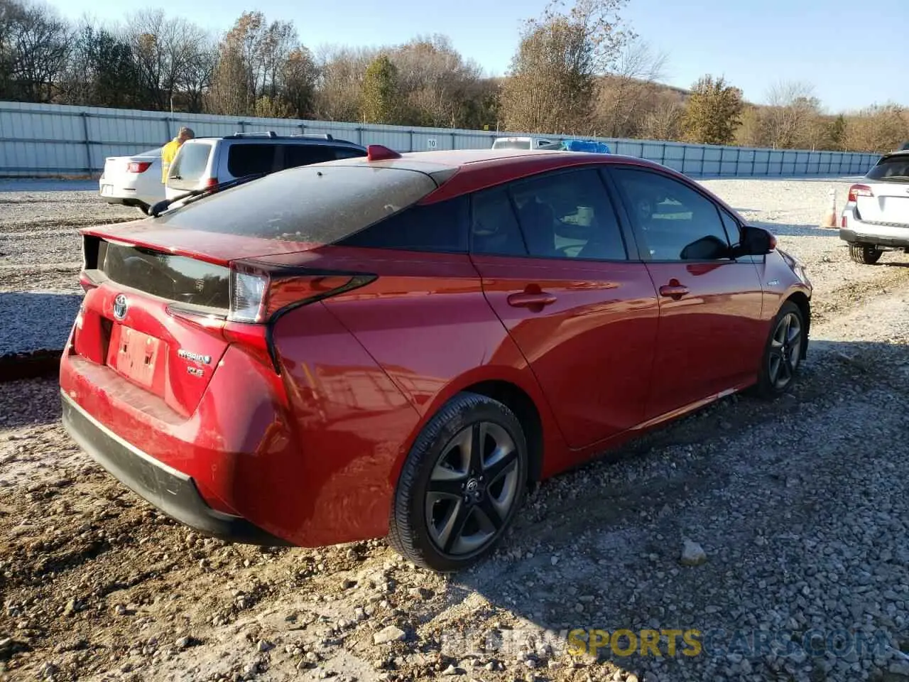 3 fotografías del automóvil dañado JTDKARFU2K3073957 TOYOTA PRIUS 2019