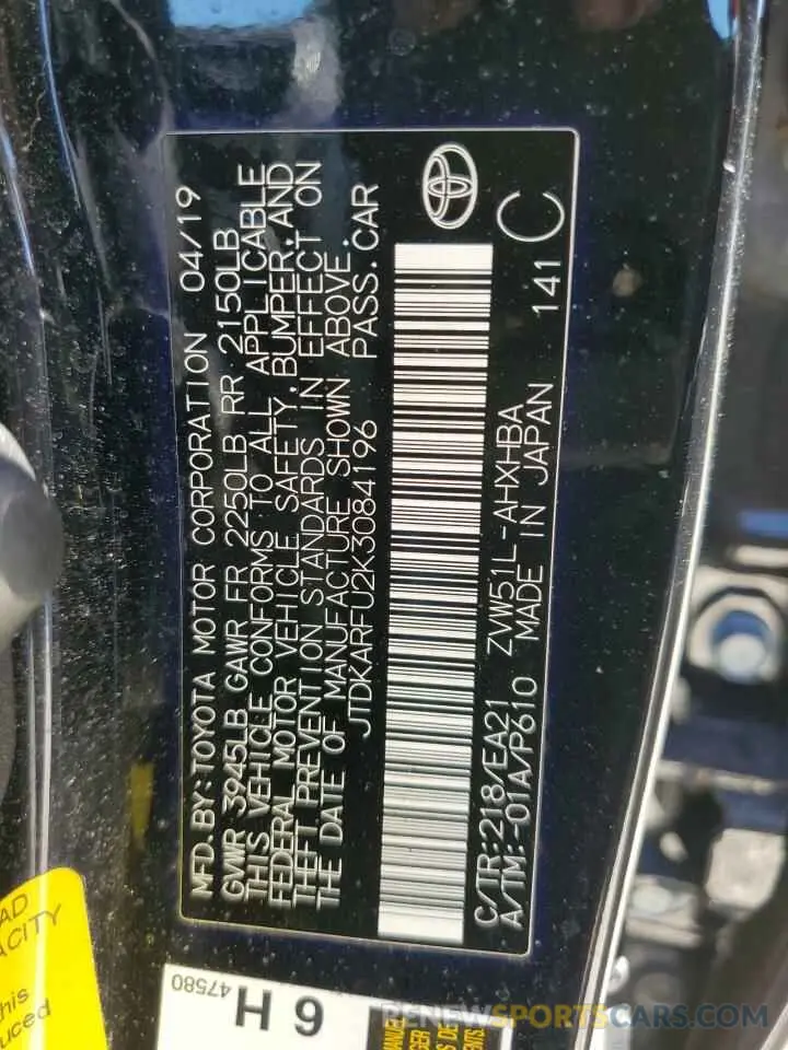 13 fotografías del automóvil dañado JTDKARFU2K3084196 TOYOTA PRIUS 2019