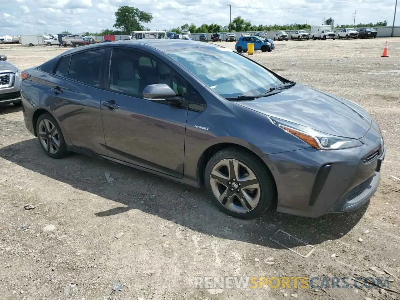 4 fotografías del automóvil dañado JTDKARFU3K3083235 TOYOTA PRIUS 2019