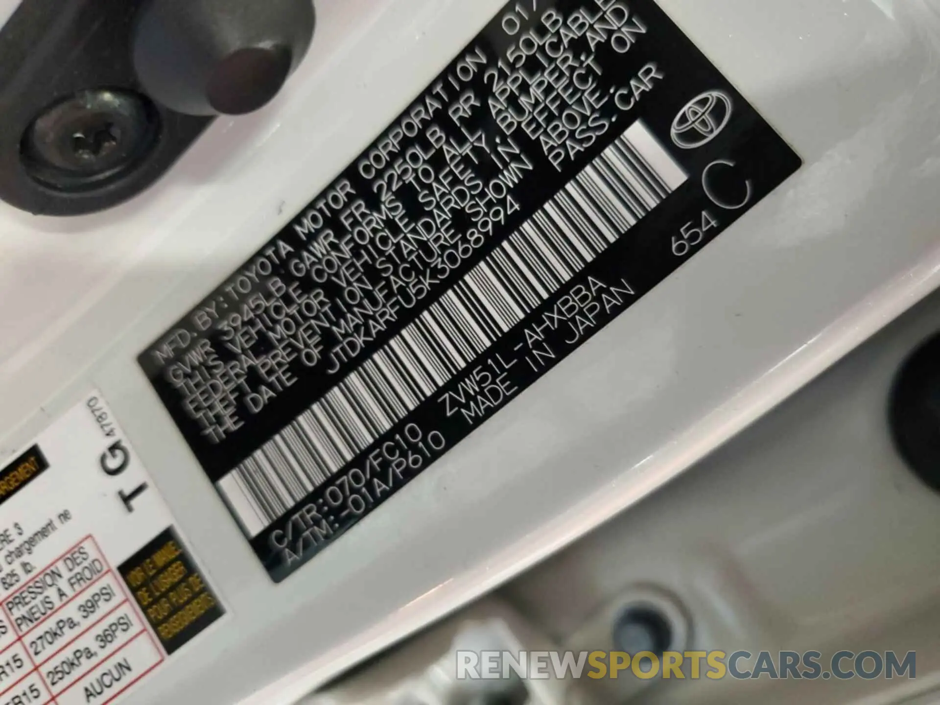 24 fotografías del automóvil dañado JTDKARFU5K3068994 TOYOTA PRIUS 2019