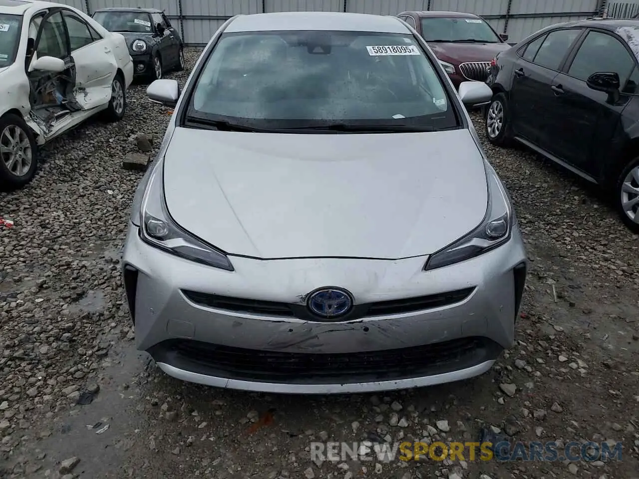 5 fotografías del automóvil dañado JTDKARFU5K3102626 TOYOTA PRIUS 2019