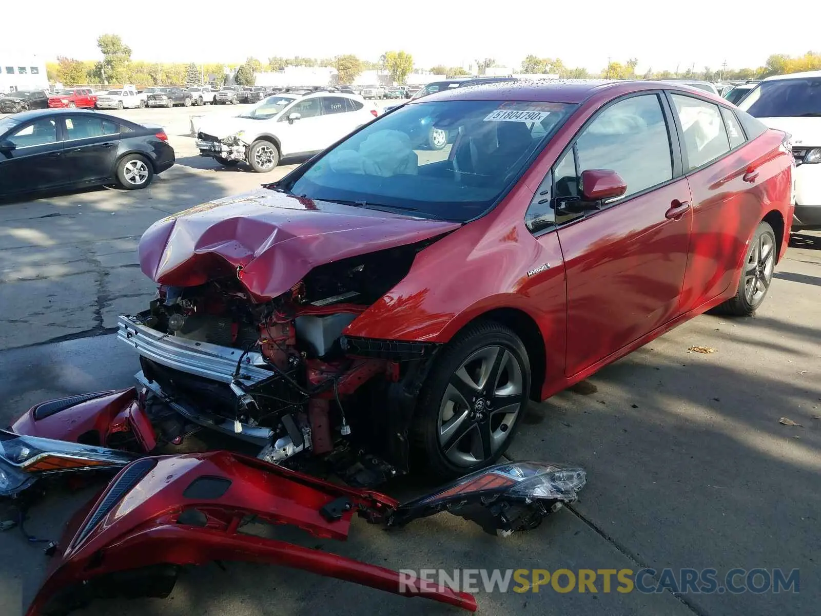 2 fotografías del automóvil dañado JTDKARFU6K3079437 TOYOTA PRIUS 2019